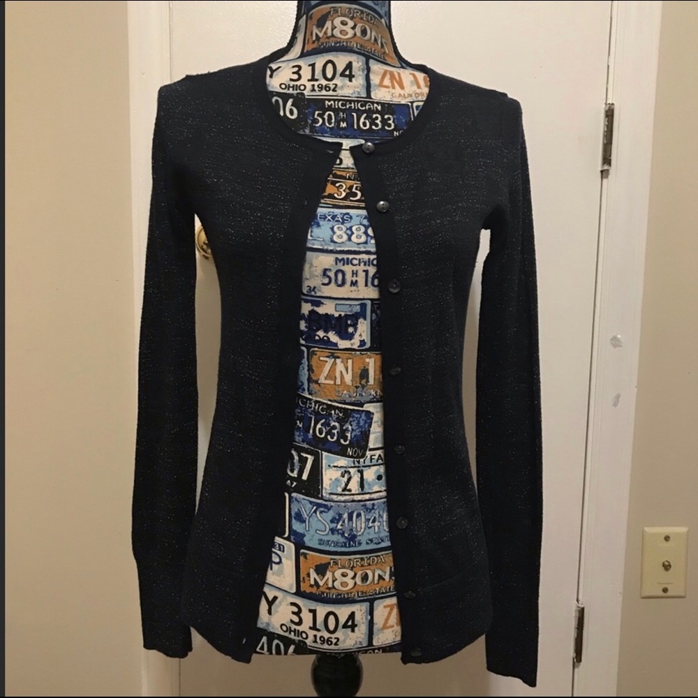 EUC Simply Verá  Metallic  Button Down Cardigan